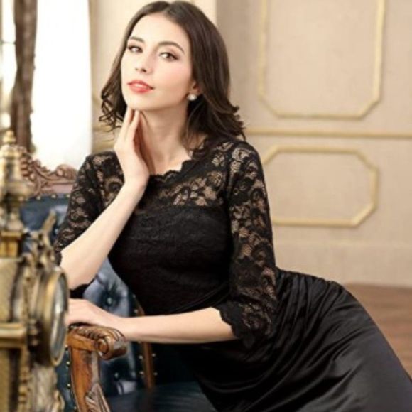 Miusol Women Retro Floral Lace Vintage Maxi Dress - Picture 4 of 4